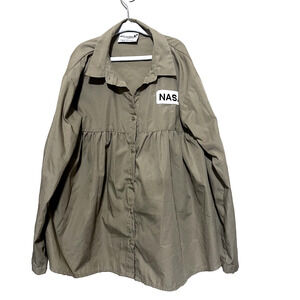 NASA Buzz Aldrin Girl's L Long Sleeve Shirt Blouse Astronaut Beige Space costume